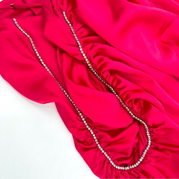 Cinq a Sept Dress 100% Silk EMILIA Draped Spaghetti Strap Satin Sz 2 Raspberry - Picture 13 of 13
